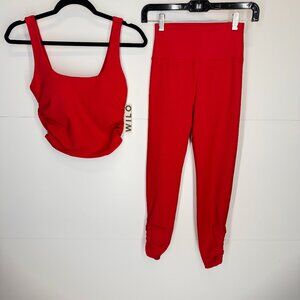 NWT Wilo the Label Ruched Tank Top and Leggings Set in Fire Red